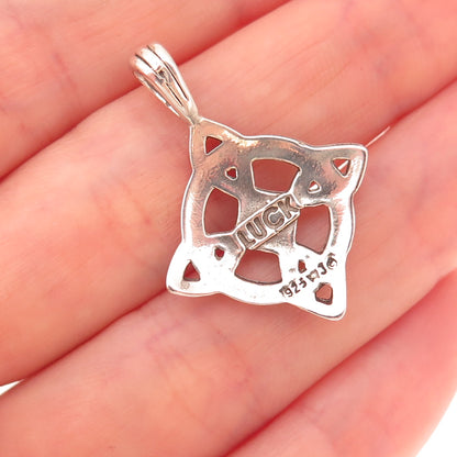 Waldeck 925 Sterling Silver Vintage Celtic Luck Cross Oxidized Charm Pendant