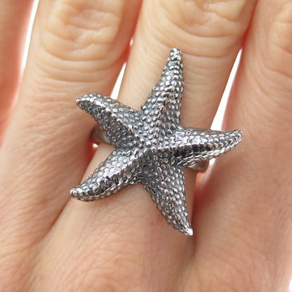 925 Sterling Silver Vintage Starfish Oxidized Ring Size 6.5