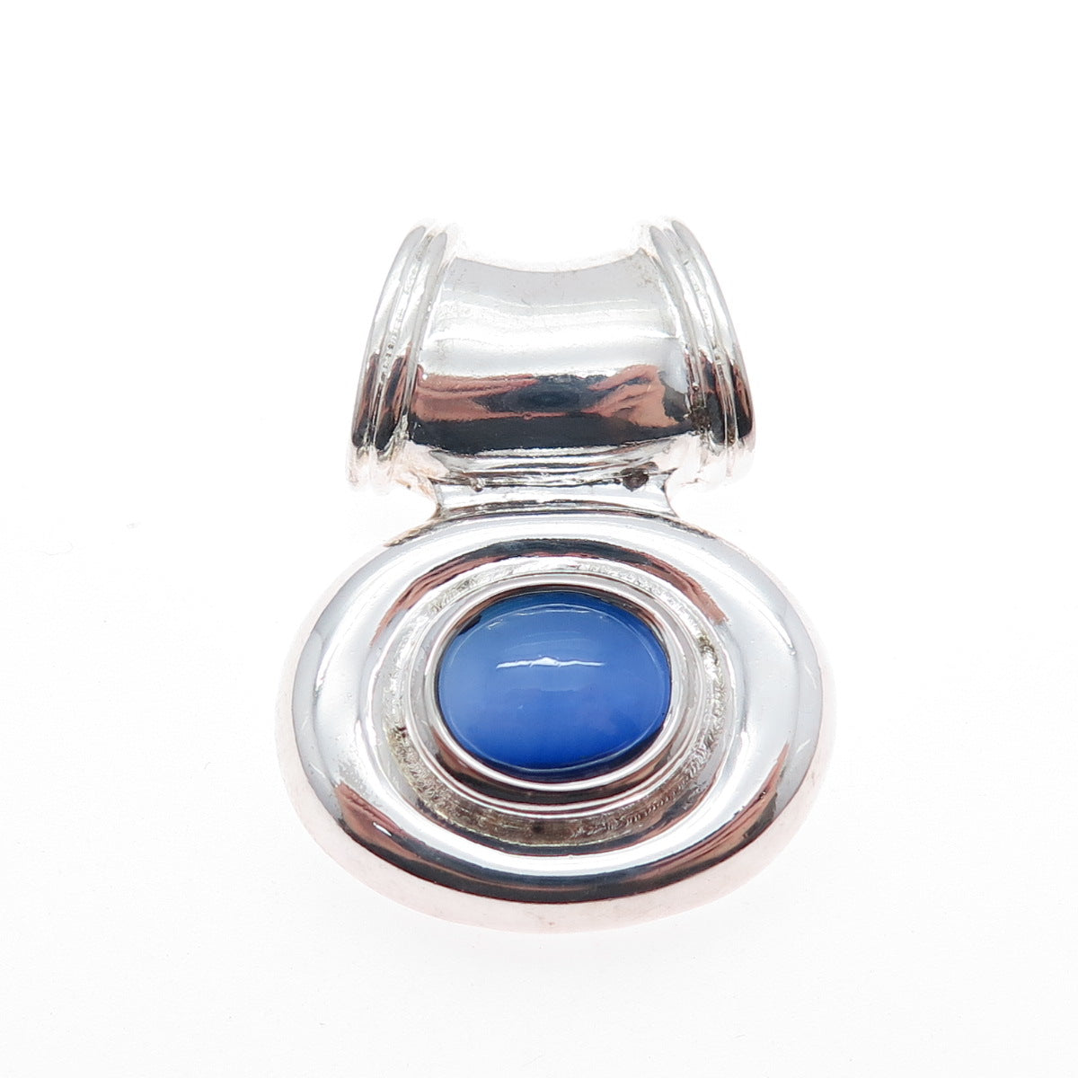 ROSS SIMONS 925 Sterling Silver Vintage Lab-Created Sapphire Slide Charm Pendant