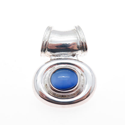 ROSS SIMONS 925 Sterling Silver Vintage Lab-Created Sapphire Slide Charm Pendant