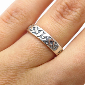 925 Sterling Silver Vintage Celtic Band Ring Size 5