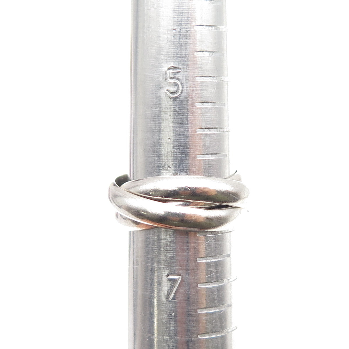 925 Sterling Silver Vintage Italy Interlocked Trinity Band Ring Size 6.5