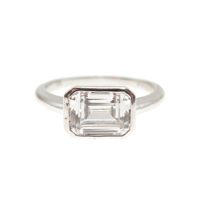 Lafonn 925 Sterling Silver Emerald-Cut C Z Engagement Ring Size 6