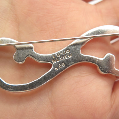 925 Sterling Silver Vintage Mexico Modernist Pin Brooch