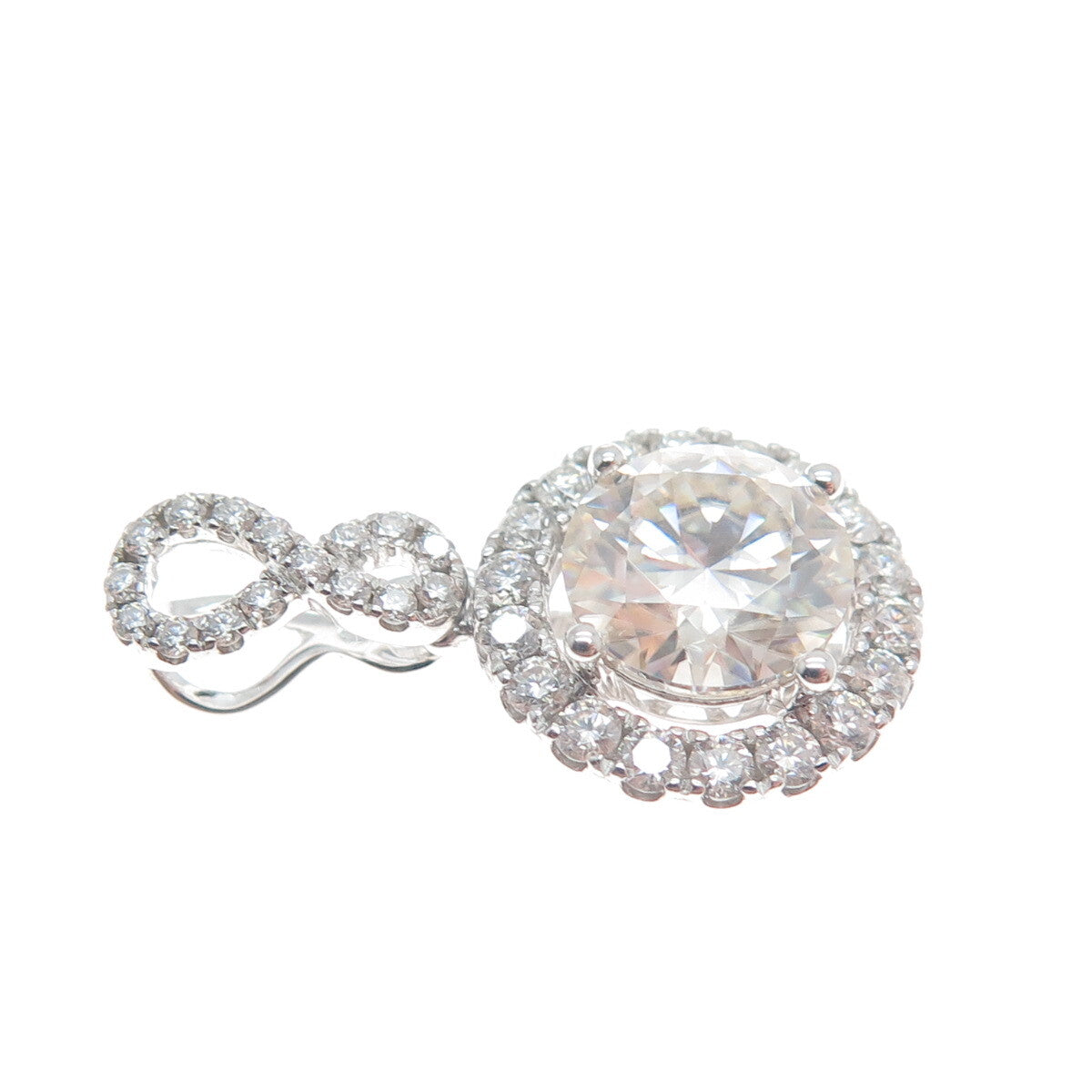 925 Sterling Silver Real Round-Cut 2.01ct & 0.623ct Moissanite Mini Pendant