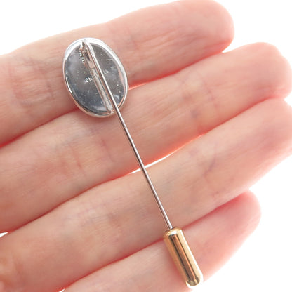 Old Pawn 925 Sterling Silver 2-Tone Vintage Southwestern Elk Tribal Lapel Pin