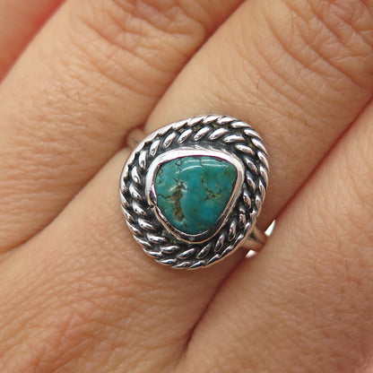 Old Pawn Sterling Silver Vintage Southwestern Kingman Turquoise Ring Size 6.5