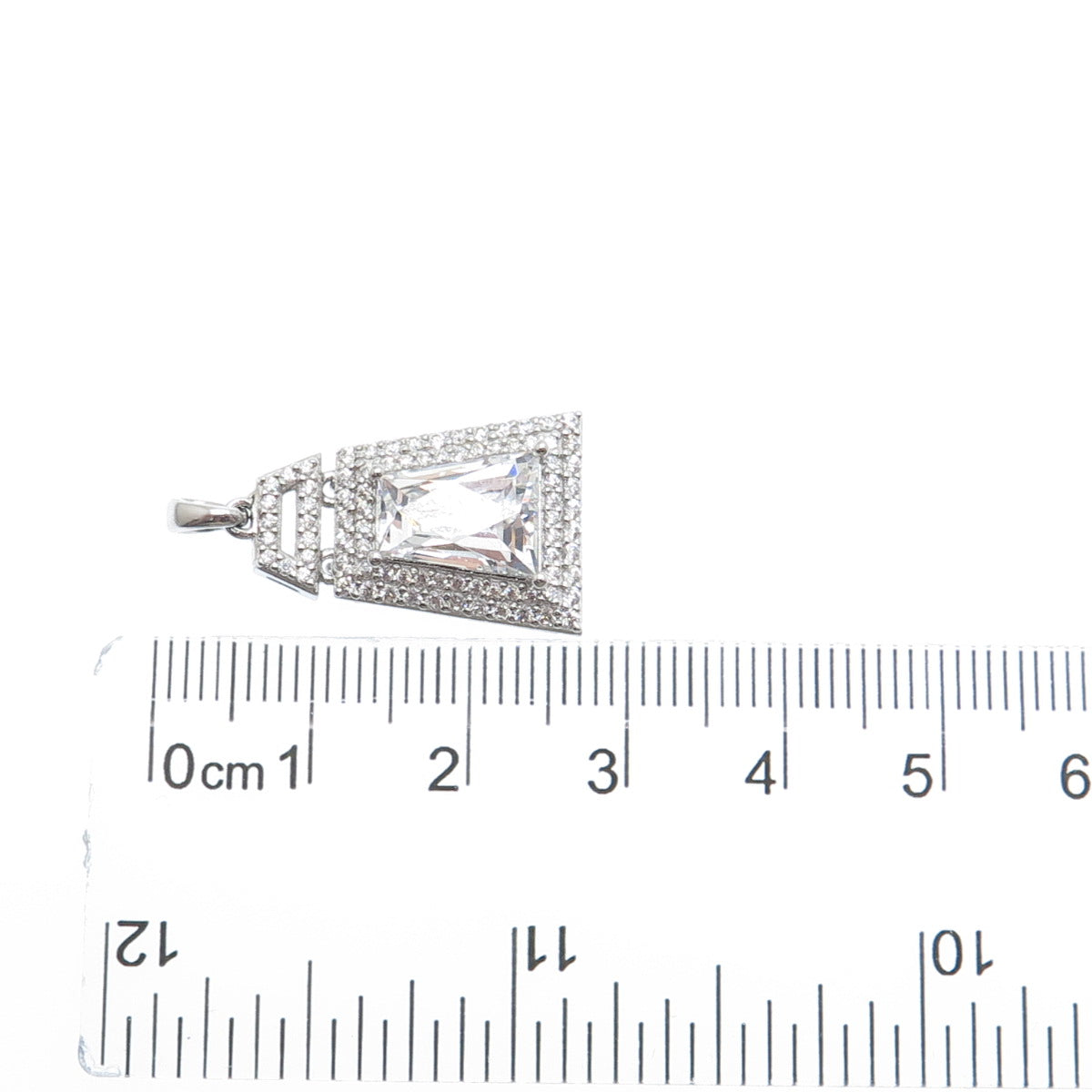 TYCOON 925 Sterling Silver Round & Tapered Baguette-Cut C Z Sparkle Pendant