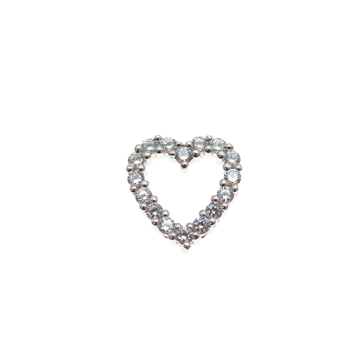 SAI 925 Sterling Silver Round-Cut C Z Heart Mini Slide Charm Pendant