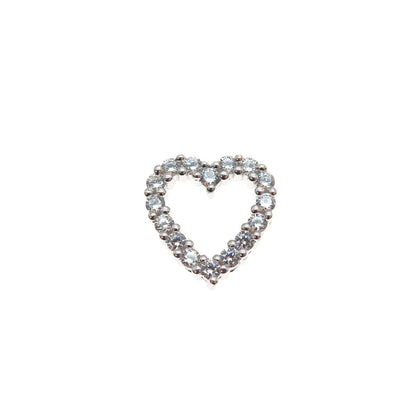 SAI 925 Sterling Silver Round-Cut C Z Heart Mini Slide Charm Pendant
