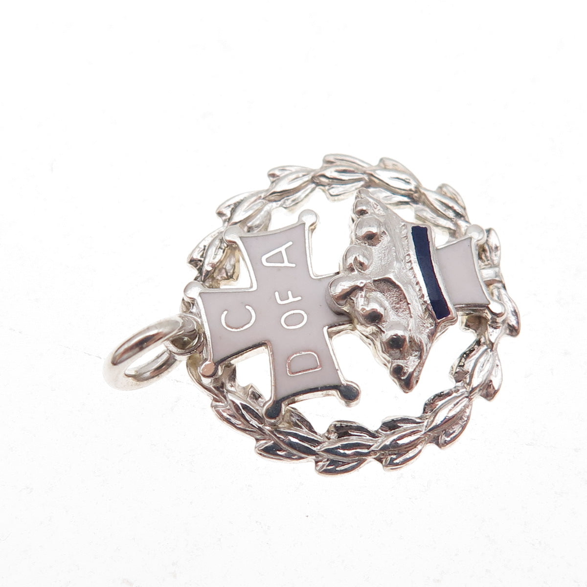 925 Sterling Silver Vintage Enamel Catholic Daughters of the Americas Pendant