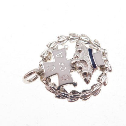 925 Sterling Silver Vintage Enamel Catholic Daughters of the Americas Pendant