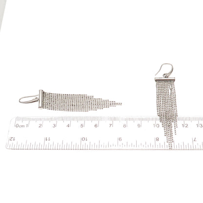 Dasan 925 Sterling Silver Vintage Italy Ball Beaded Tassel Dangle Earrings
