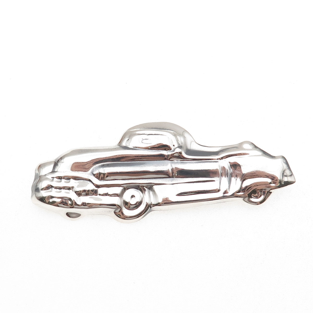925 Sterling Silver Vintage Retro Car Repousse Oxidized Pin Brooch