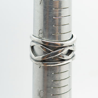 925 Sterling Silver Vintage Crisscross Oxidized Ring Size 9