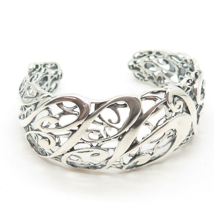 925 Sterling Silver Vintage CAROLYN POLLACK Swirl Adjustable Cuff Bracelet 6.25"