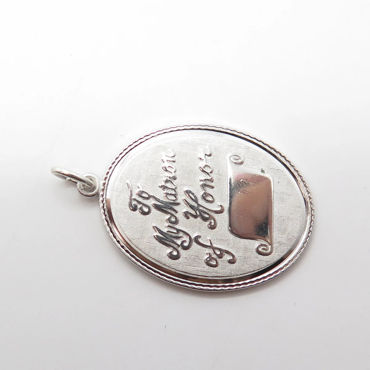 925 Sterling Silver Vintage Griffith & Sons Co "To My Matron of Honor" Pendant
