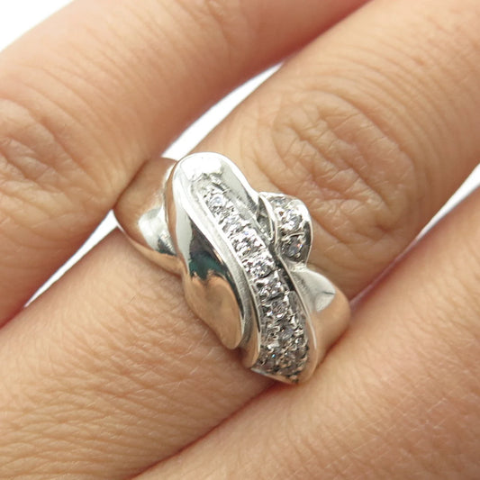925 Sterling Silver Vintage White C Z Cocktail Ring Size 7.25