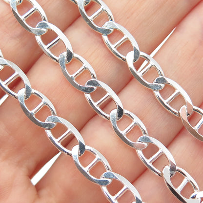 P. LUX 925 Sterling Silver Vintage Italy Anchor Mariner Chain Necklace 24"