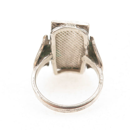 925 Sterling Silver Antique Victorian European Floral Oxidized Ring Size 9.25