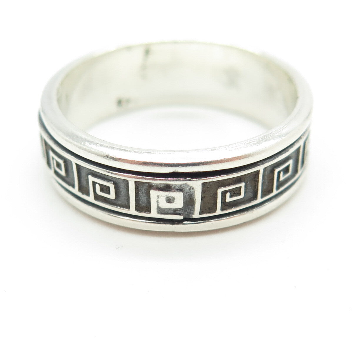 925 Sterling Silver Vintage Greek Maze Band Ring Size 11.75