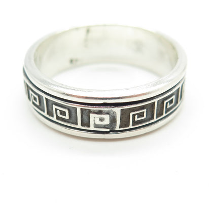 925 Sterling Silver Vintage Greek Maze Band Ring Size 11.75
