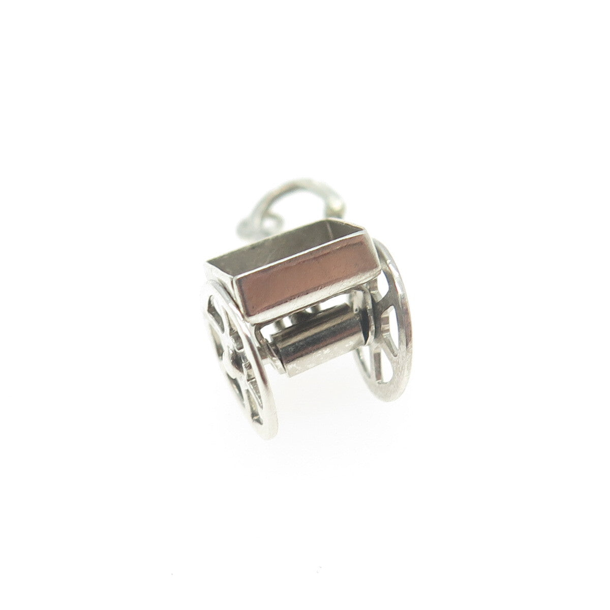 925 Sterling Silver Antique Art Deco Handcart 3D Charm Pendant