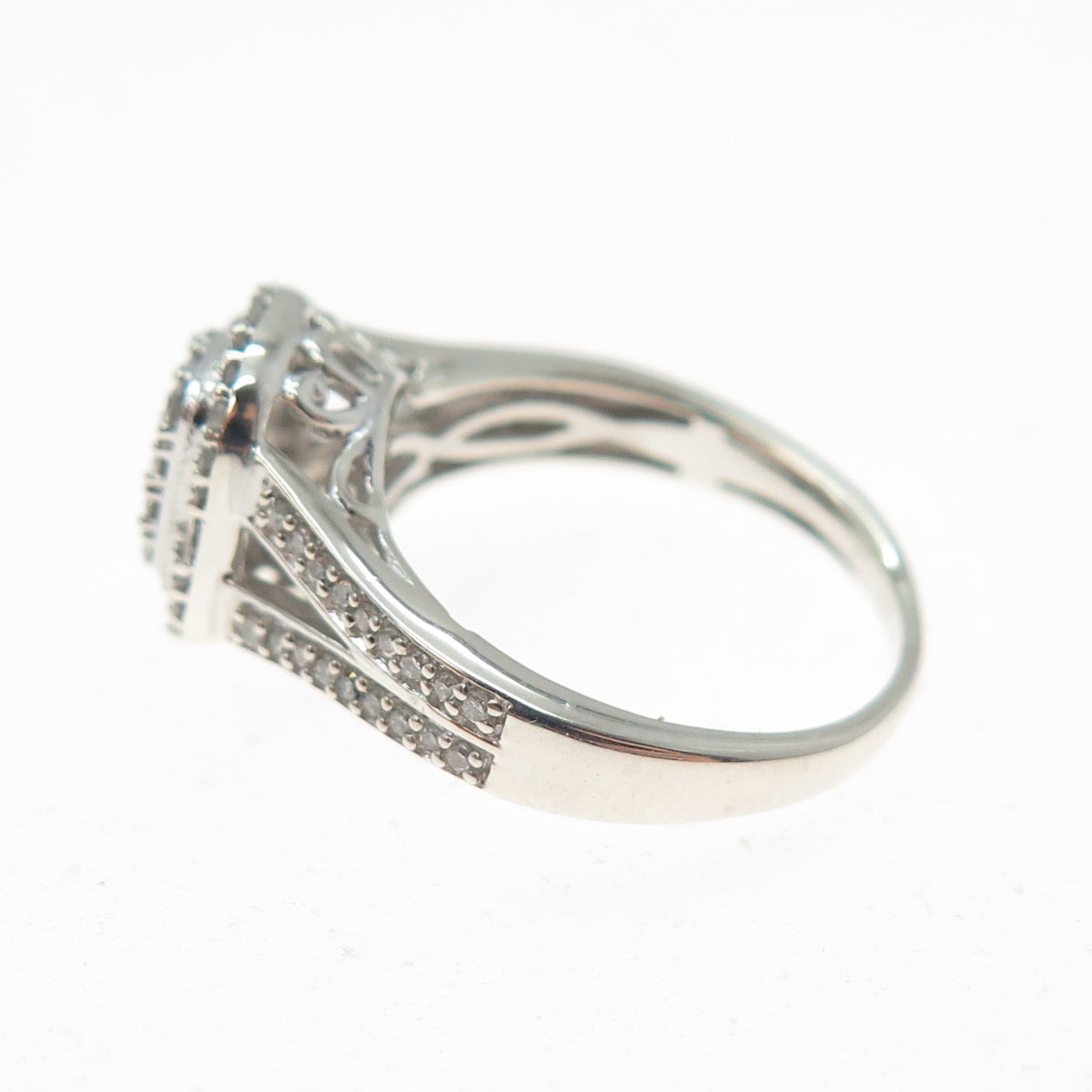 925 Sterling Silver Real Round-Cut Diamond Promise Ring Size 5