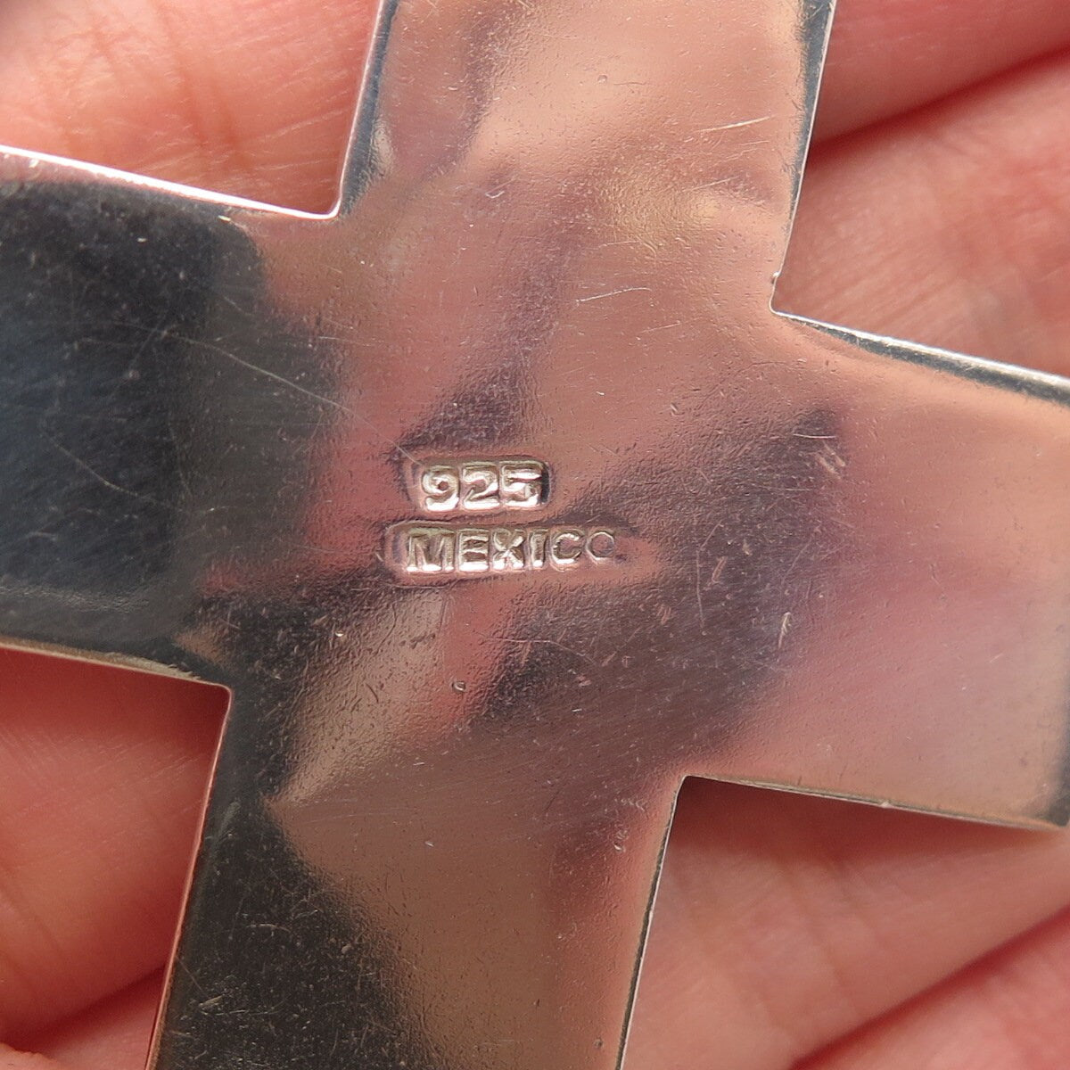 925 Sterling Silver 2-Tone Vintage Mexico Cross Heart Pendant