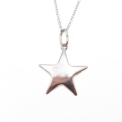 925 Sterling Silver Vintage Italy Star Cable Chain Necklace 18"