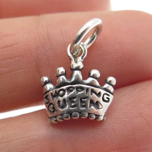 SHUBE 925 Sterling Silver Vintage Shopping Queen Minimalist Charm Pendant