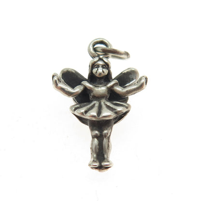 SUN WEST 925 Sterling Silver Vintage Tinker Bell Fairy 3D Pendant