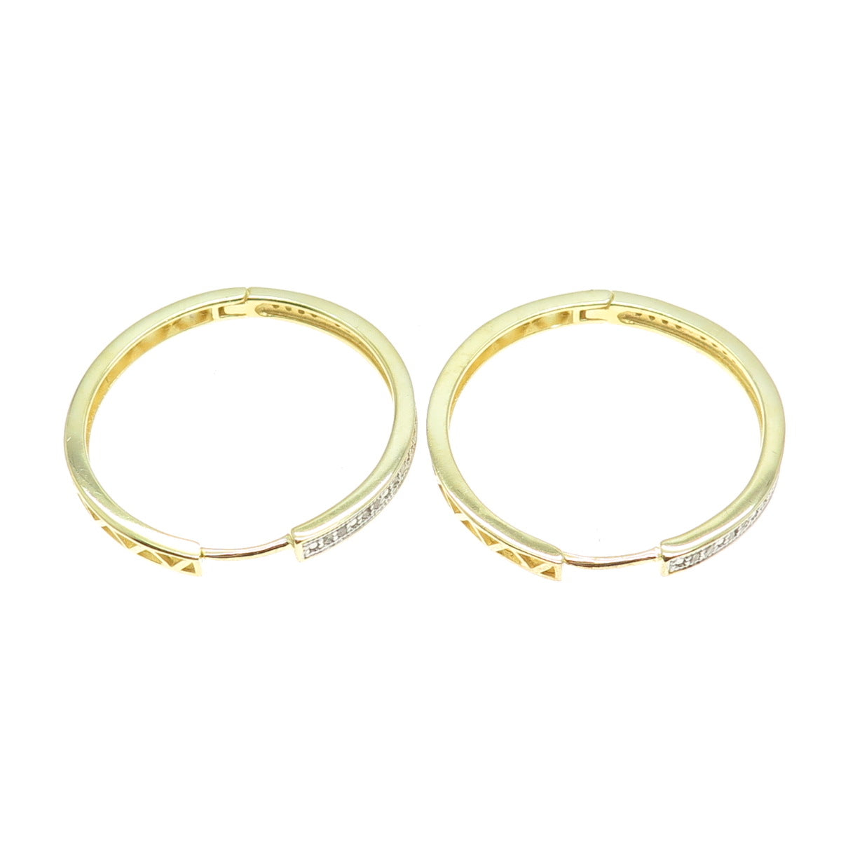 DBJ DEE BERKLE 925 Sterling Silver Gold Plated Real Diamond Hoop Earrings