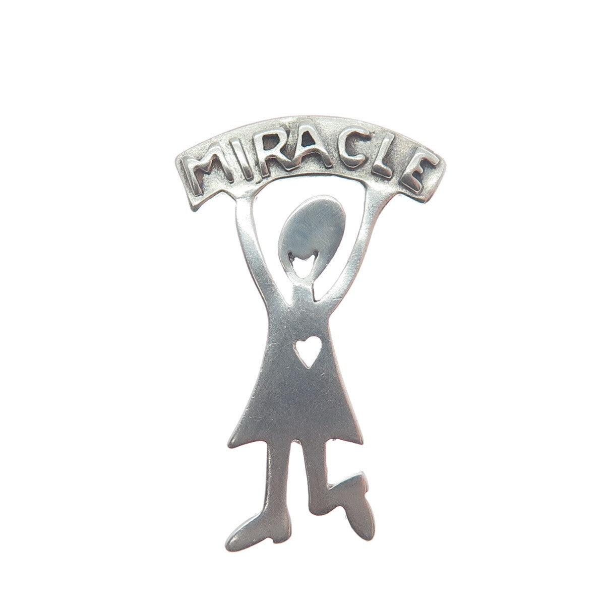 925 Sterling Silver Vintage "Miracle" Breast Cancer Lapel Pin