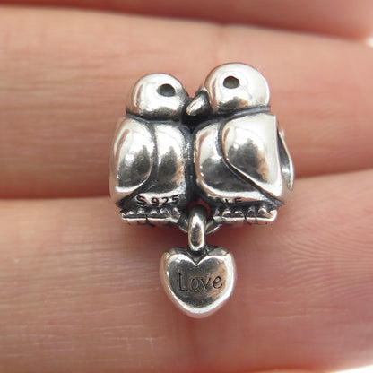 PANDORA 925 Sterling Silver Vintage Love Birds Bead Charm