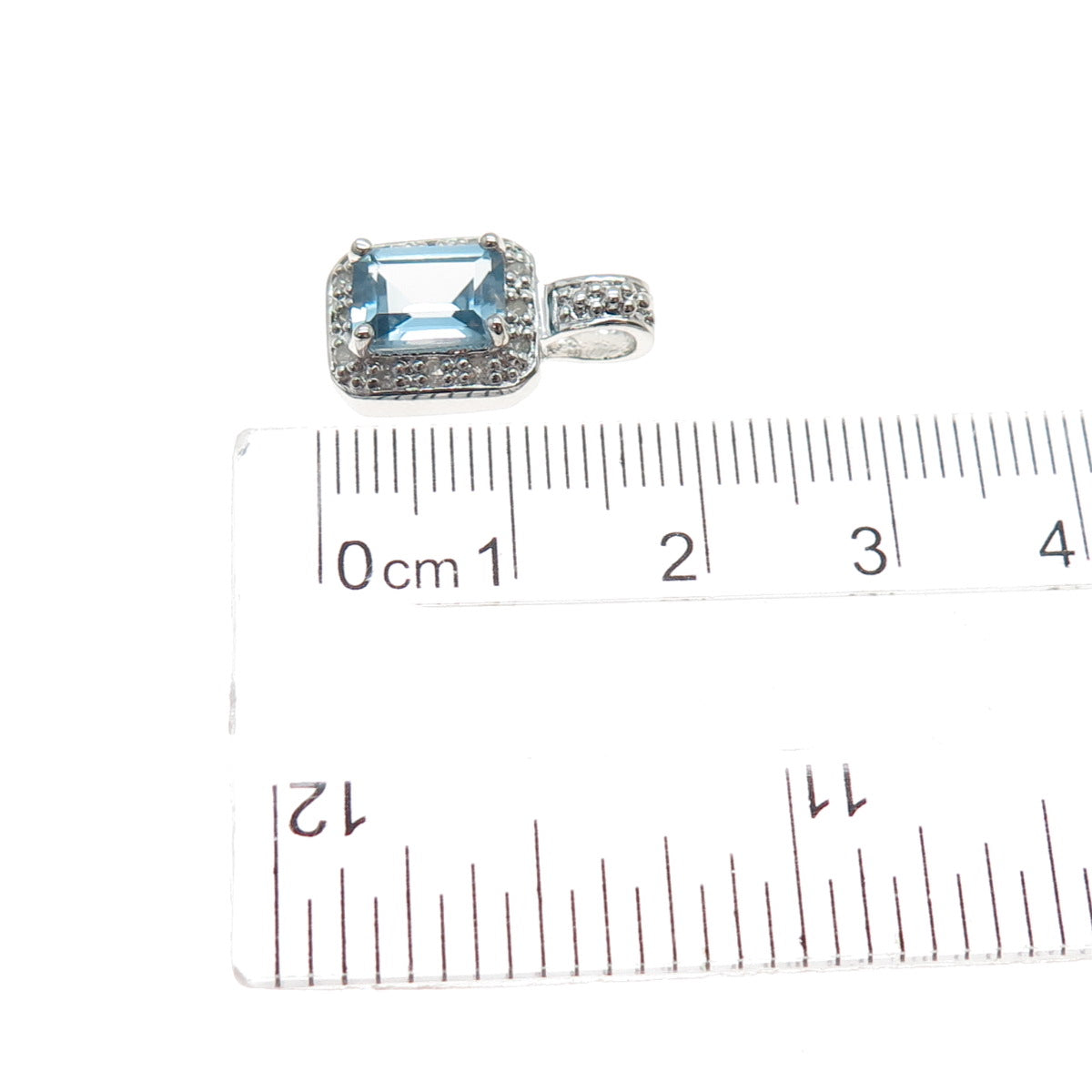 CHARLES WINSTON 925 Sterling Silver Real Diamond & Blue Topaz Mini Charm Pendant