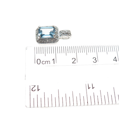 CHARLES WINSTON 925 Sterling Silver Real Diamond & Blue Topaz Mini Charm Pendant