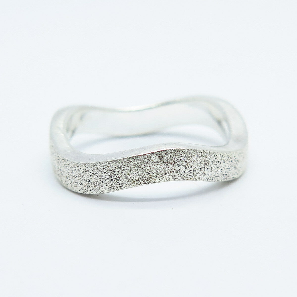 925 Sterling Silver Textured Wavy Ring Size 7.25