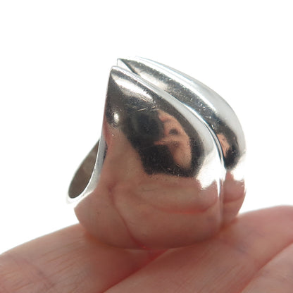 925 Sterling Silver Vintage Mexico Modernist Puffy Flame Ring Size 7.75