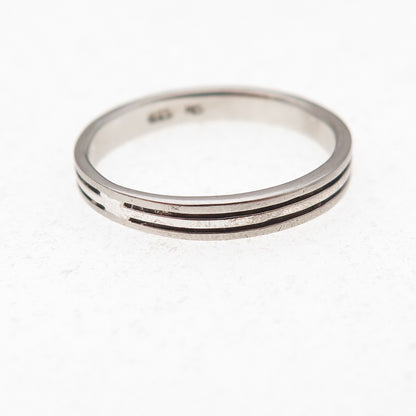 Charles Winston 925 Sterling Silver Vintage Lined Oxidized Band Ring Size 7