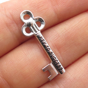 GRIFFITH & SONS CO. 925 Sterling Silver Vintage Key To Success Charm Pendant