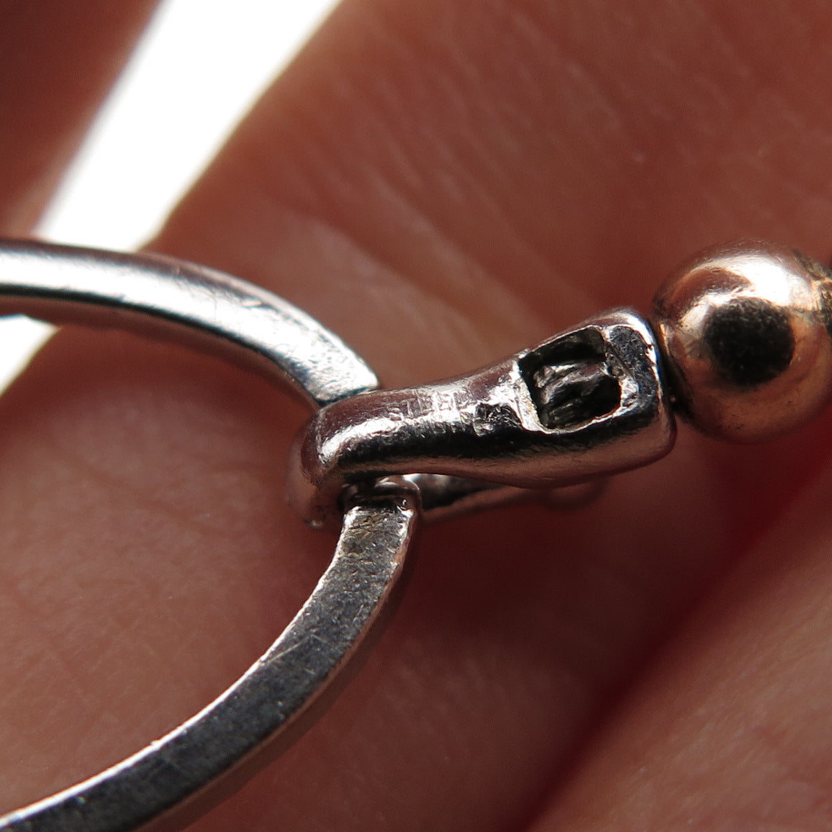 925 Sterling Silver 2-Tone Real Diamond Bangle Bracelet 6.25" (missing 1 stone)