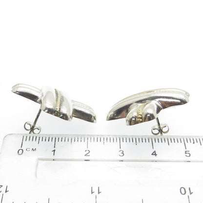 925 Sterling Silver 2-Tone Vintage "X" Modernist Earrings