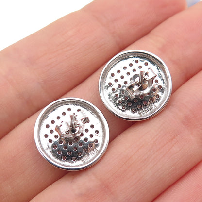 925 Sterling Silver Round-Cut C Z Disc Stud Earrings