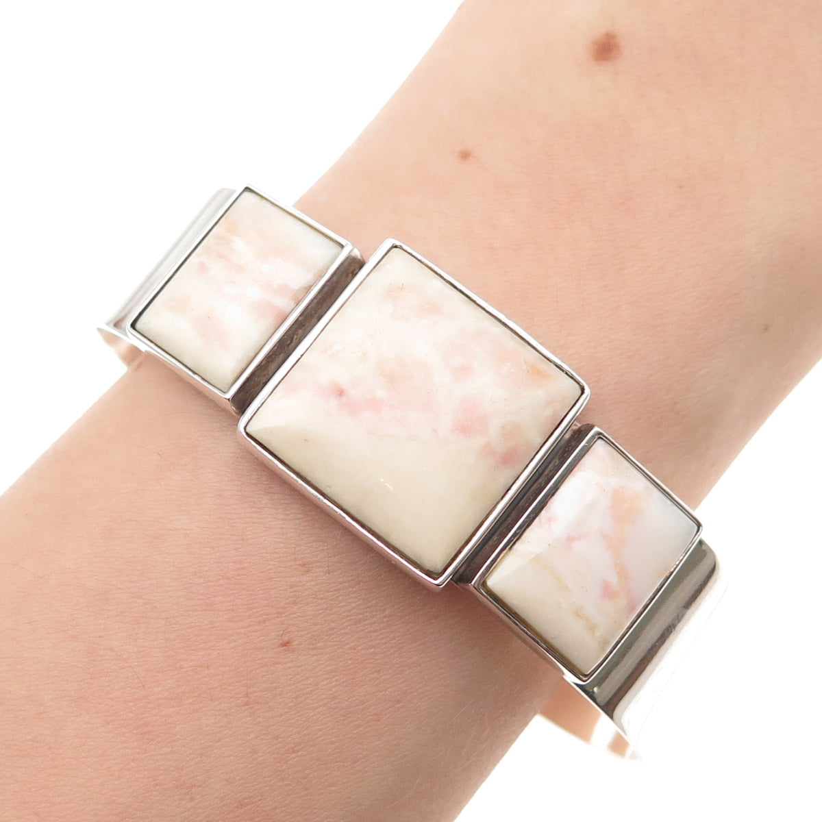 Jay King Desert Rose Sterling Vintage Angel Skin Jasper Adjustable Bracelet 7"