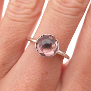 Pandora 925 Sterling Silver Pink Crystal Poetic Droplet Ring Size 6.75