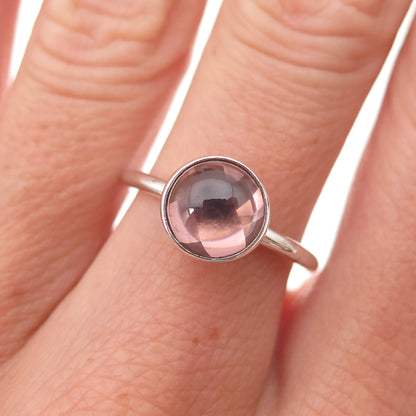 Pandora 925 Sterling Silver Pink Crystal Poetic Droplet Ring Size 6.75
