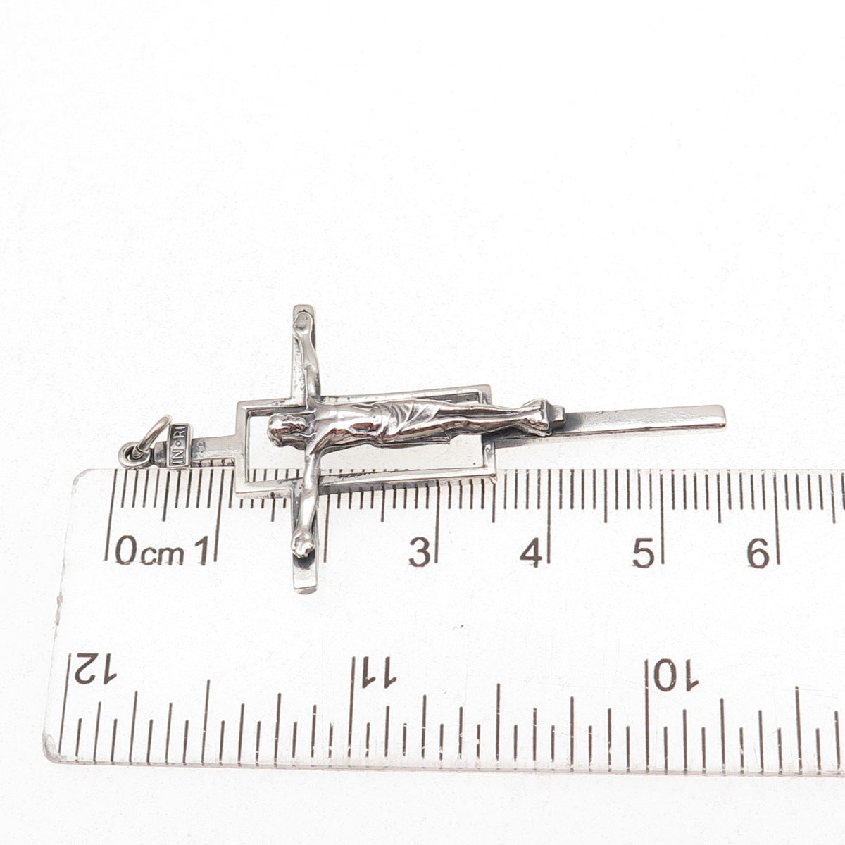 Creed 925 Sterling Silver Vintage Crucifix Cross Religious Oxidized Pendant