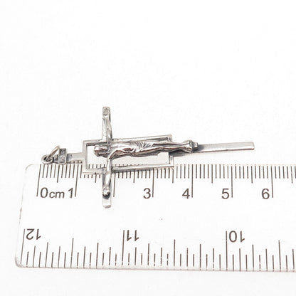 Creed 925 Sterling Silver Vintage Crucifix Cross Religious Oxidized Pendant