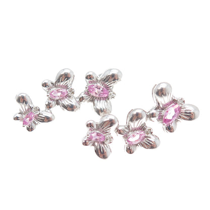 ALWAND VAHAN Sterling Silver Real Diamond Accent & Pink Topaz Butterfly Earrings